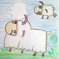 儿童铅笔画小羊的梦想作品欣赏